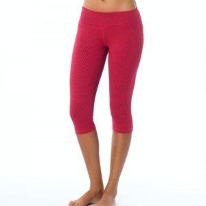 Prana Leggings Cropped Textured Print Leggings Pink Orange size Small Lounge
